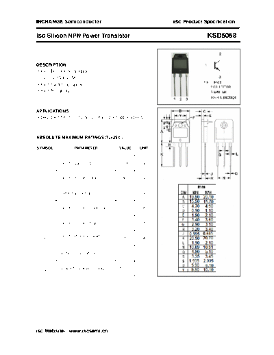 Inchange Semiconductor ksd5068  . Electronic Components Datasheets Active components Transistors Inchange Semiconductor ksd5068.pdf