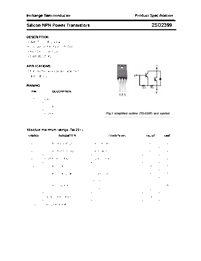 Inchange Semiconductor 2sd2399  . Electronic Components Datasheets Active components Transistors Inchange Semiconductor 2sd2399.pdf