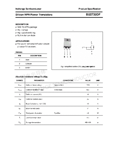 Inchange Semiconductor bu2720df  . Electronic Components Datasheets Active components Transistors Inchange Semiconductor bu2720df.pdf