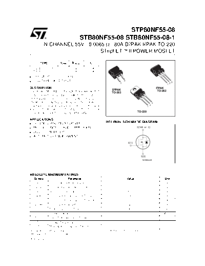 ST stp80nf55  . Electronic Components Datasheets Active components Transistors ST stp80nf55.pdf