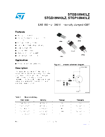 ST gb18n40lz  gd18n40lz  gp18n40lz  . Electronic Components Datasheets Active components Transistors ST stgb18n40lz_stgd18n40lz_stgp18n40lz.pdf