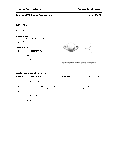 Inchange Semiconductor 2sc1309  . Electronic Components Datasheets Active components Transistors Inchange Semiconductor 2sc1309.pdf