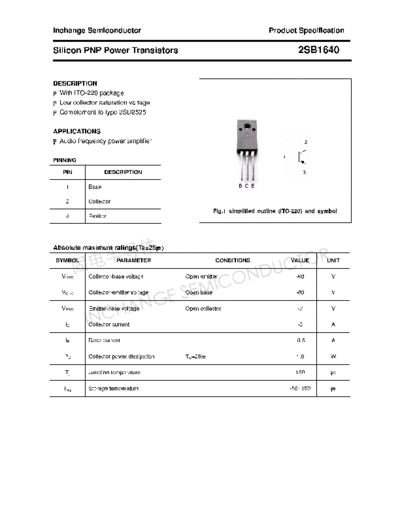 Inchange Semiconductor 2sb1640  . Electronic Components Datasheets Active components Transistors Inchange Semiconductor 2sb1640.pdf