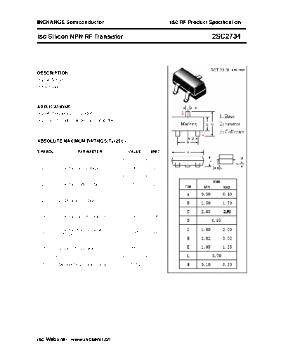 Inchange Semiconductor 2sc2734  . Electronic Components Datasheets Active components Transistors Inchange Semiconductor 2sc2734.pdf