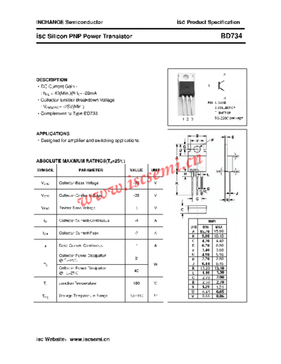 Inchange Semiconductor bd734  . Electronic Components Datasheets Active components Transistors Inchange Semiconductor bd734.pdf