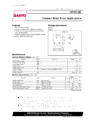 Sanyo cph3120  . Electronic Components Datasheets Active components Transistors Sanyo cph3120.pdf