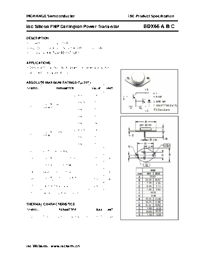 Inchange Semiconductor bdx66 a b c  . Electronic Components Datasheets Active components Transistors Inchange Semiconductor bdx66_a_b_c.pdf