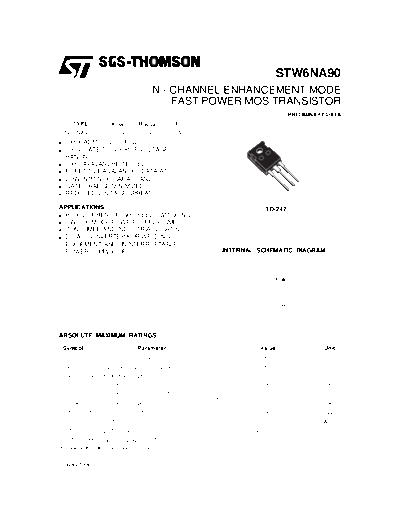 ST stw6na90  . Electronic Components Datasheets Active components Transistors ST stw6na90.pdf