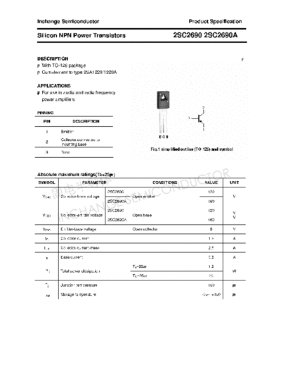 Inchange Semiconductor 2sc2690 2sc2690a  . Electronic Components Datasheets Active components Transistors Inchange Semiconductor 2sc2690_2sc2690a.pdf