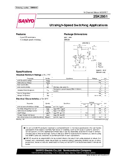 Sanyo 2sk2951  . Electronic Components Datasheets Active components Transistors Sanyo 2sk2951.pdf