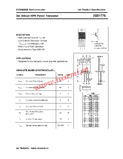 Inchange Semiconductor 2sd1778  . Electronic Components Datasheets Active components Transistors Inchange Semiconductor 2sd1778.pdf