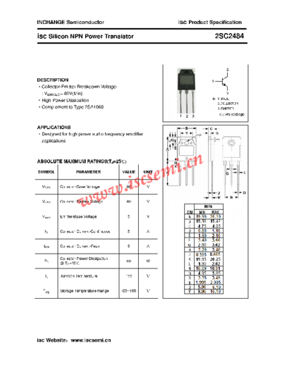 Inchange Semiconductor 2sc2484  . Electronic Components Datasheets Active components Transistors Inchange Semiconductor 2sc2484.pdf