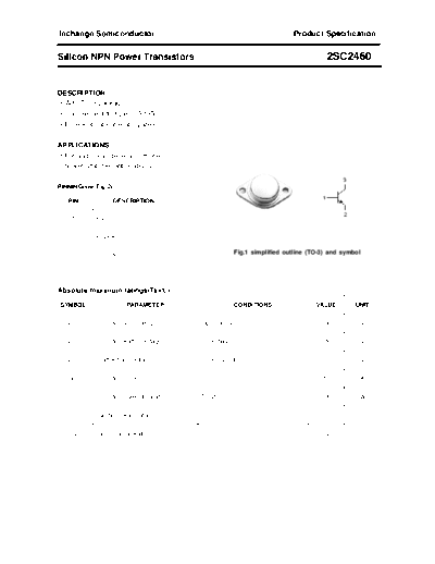 Inchange Semiconductor 2sc2460  . Electronic Components Datasheets Active components Transistors Inchange Semiconductor 2sc2460.pdf