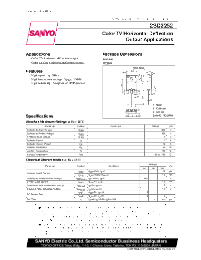 Sanyo 2sd2252  . Electronic Components Datasheets Active components Transistors Sanyo 2sd2252.pdf