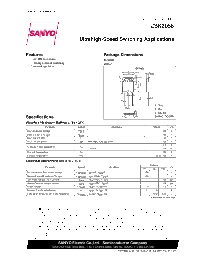 Sanyo 2sk2058  . Electronic Components Datasheets Active components Transistors Sanyo 2sk2058.pdf