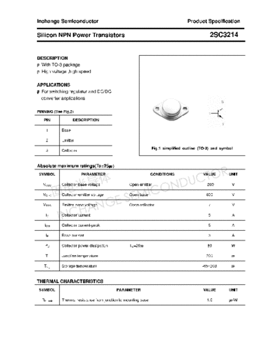 Inchange Semiconductor 2sc3214  . Electronic Components Datasheets Active components Transistors Inchange Semiconductor 2sc3214.pdf