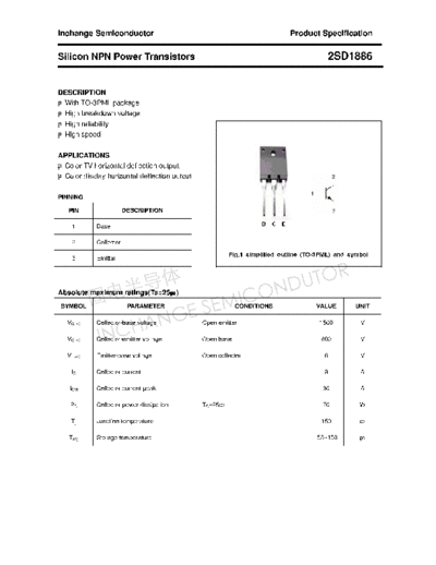 Inchange Semiconductor 2sd1886  . Electronic Components Datasheets Active components Transistors Inchange Semiconductor 2sd1886.pdf