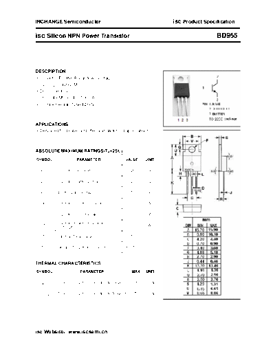 Inchange Semiconductor bd955  . Electronic Components Datasheets Active components Transistors Inchange Semiconductor bd955.pdf