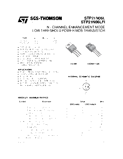 ST stp21n06l  . Electronic Components Datasheets Active components Transistors ST stp21n06l.pdf