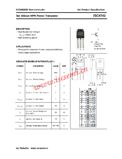 Inchange Semiconductor 2sc4743  . Electronic Components Datasheets Active components Transistors Inchange Semiconductor 2sc4743.pdf