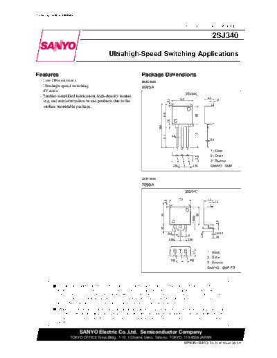 Sanyo 2sj340  . Electronic Components Datasheets Active components Transistors Sanyo 2sj340.pdf