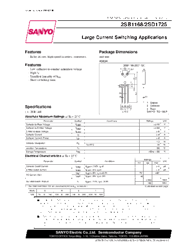 . Electronic Components Datasheets 2sd1725  . Electronic Components Datasheets Active components Transistors Sanyo 2sd1725.pdf