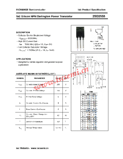 Inchange Semiconductor 2sd2558  . Electronic Components Datasheets Active components Transistors Inchange Semiconductor 2sd2558.pdf