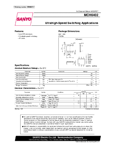 Sanyo mch6402  . Electronic Components Datasheets Active components Transistors Sanyo mch6402.pdf