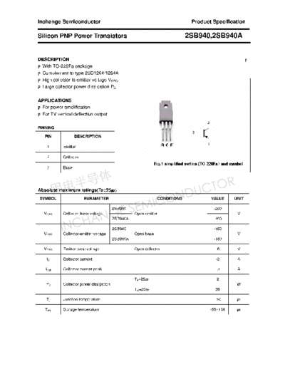 Inchange Semiconductor 2sb940-a  . Electronic Components Datasheets Active components Transistors Inchange Semiconductor 2sb940-a.pdf