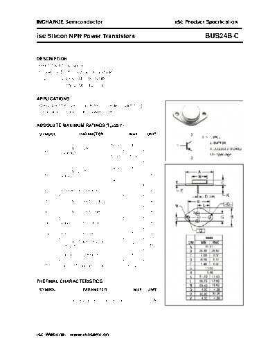 Inchange Semiconductor bus24b c  . Electronic Components Datasheets Active components Transistors Inchange Semiconductor bus24b_c.pdf