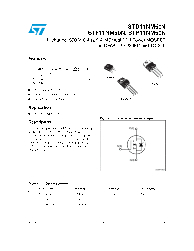 ST d11nm50n  f11nm50n  p11nm50n  . Electronic Components Datasheets Active components Transistors ST std11nm50n_stf11nm50n_stp11nm50n.pdf