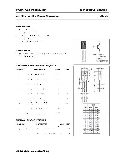 Inchange Semiconductor bd725  . Electronic Components Datasheets Active components Transistors Inchange Semiconductor bd725.pdf