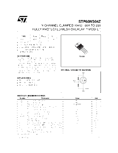 ST stp60ns04z  . Electronic Components Datasheets Active components Transistors ST stp60ns04z.pdf