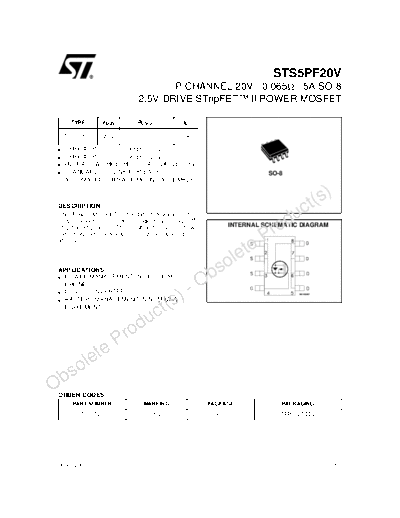 ST sts5pf20v  . Electronic Components Datasheets Active components Transistors ST sts5pf20v.pdf