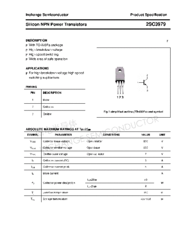 Inchange Semiconductor 2sc3979  . Electronic Components Datasheets Active components Transistors Inchange Semiconductor 2sc3979.pdf