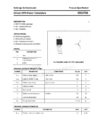 Inchange Semiconductor 2sc2768  . Electronic Components Datasheets Active components Transistors Inchange Semiconductor 2sc2768.pdf