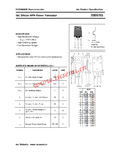 Inchange Semiconductor 2sd5703  . Electronic Components Datasheets Active components Transistors Inchange Semiconductor 2sd5703.pdf