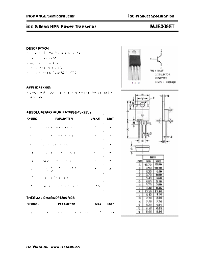 Inchange Semiconductor mje3055t  . Electronic Components Datasheets Active components Transistors Inchange Semiconductor mje3055t.pdf