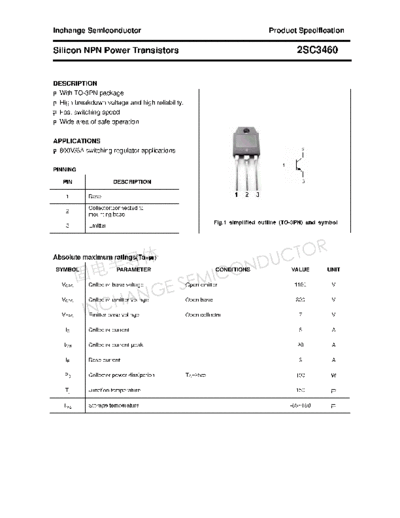 Inchange Semiconductor 2sc3460  . Electronic Components Datasheets Active components Transistors Inchange Semiconductor 2sc3460.pdf