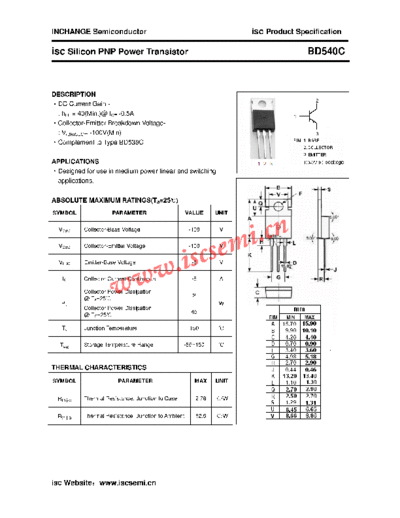 Inchange Semiconductor bd540c  . Electronic Components Datasheets Active components Transistors Inchange Semiconductor bd540c.pdf