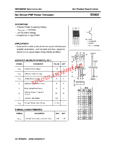 Inchange Semiconductor bd802  . Electronic Components Datasheets Active components Transistors Inchange Semiconductor bd802.pdf