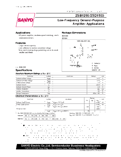 Sanyo 2sd1935  . Electronic Components Datasheets Active components Transistors Sanyo 2sd1935.pdf