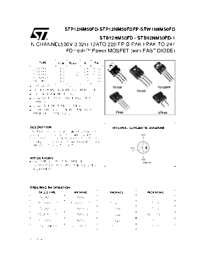 ST stp12nm50fd  . Electronic Components Datasheets Active components Transistors ST stp12nm50fd.pdf