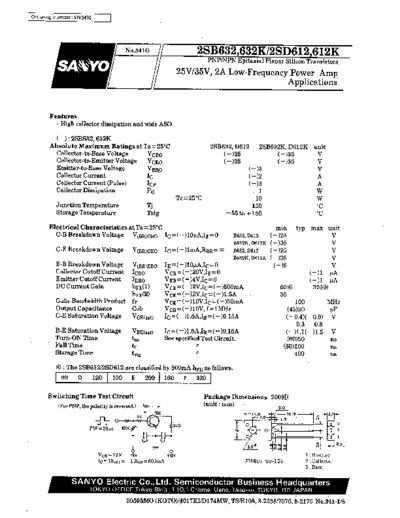Sanyo 2sd612  . Electronic Components Datasheets Active components Transistors Sanyo 2sd612.pdf