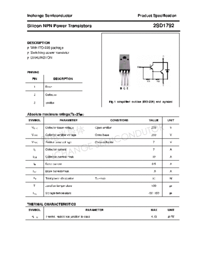 Inchange Semiconductor 2sd1792  . Electronic Components Datasheets Active components Transistors Inchange Semiconductor 2sd1792.pdf