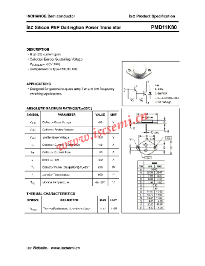 Inchange Semiconductor pmd11k80  . Electronic Components Datasheets Active components Transistors Inchange Semiconductor pmd11k80.pdf