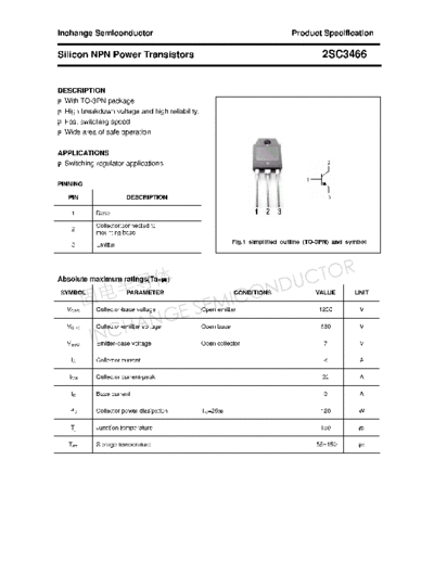 Inchange Semiconductor 2sc3466  . Electronic Components Datasheets Active components Transistors Inchange Semiconductor 2sc3466.pdf
