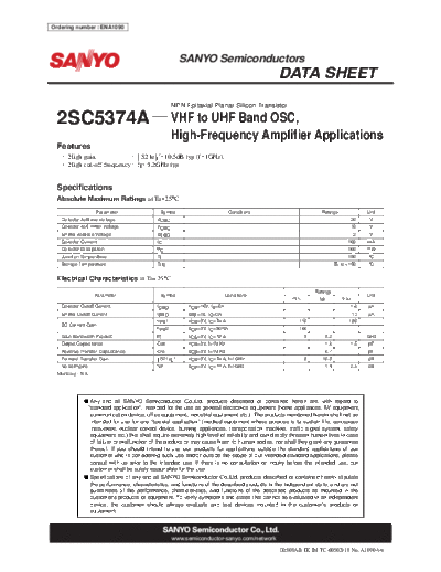 Sanyo 2sc5374a  . Electronic Components Datasheets Active components Transistors Sanyo 2sc5374a.pdf