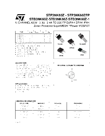 ST stp3nk60z  . Electronic Components Datasheets Active components Transistors ST stp3nk60z.pdf