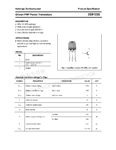 Inchange Semiconductor 2sb1230  . Electronic Components Datasheets Active components Transistors Inchange Semiconductor 2sb1230.pdf